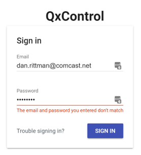 Qx login email fail A